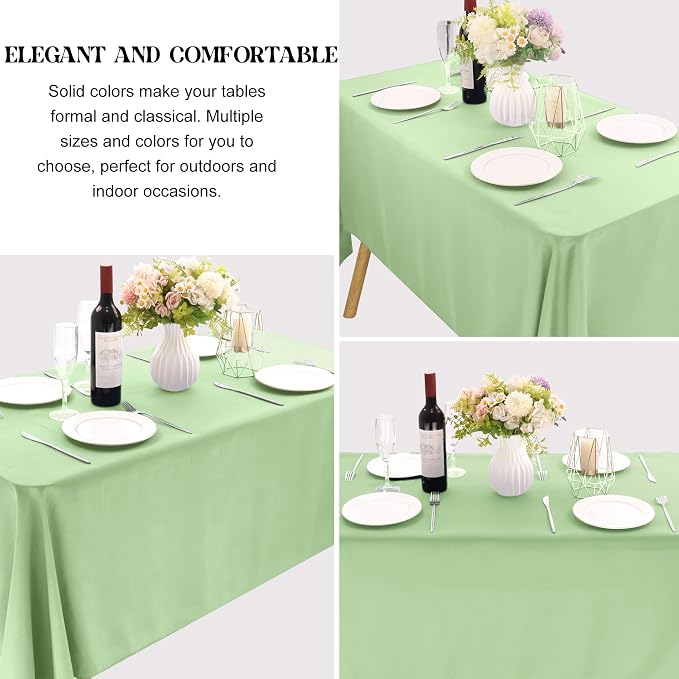 4 Pack Rectangle Tablecloth 60x126 Inch Sage Green Table Cloth for 8 Foot Rectangle Tables Washable Polyester Table Cover for Wedding Dining Tables Parties Banquet（60x126 Sage Green）