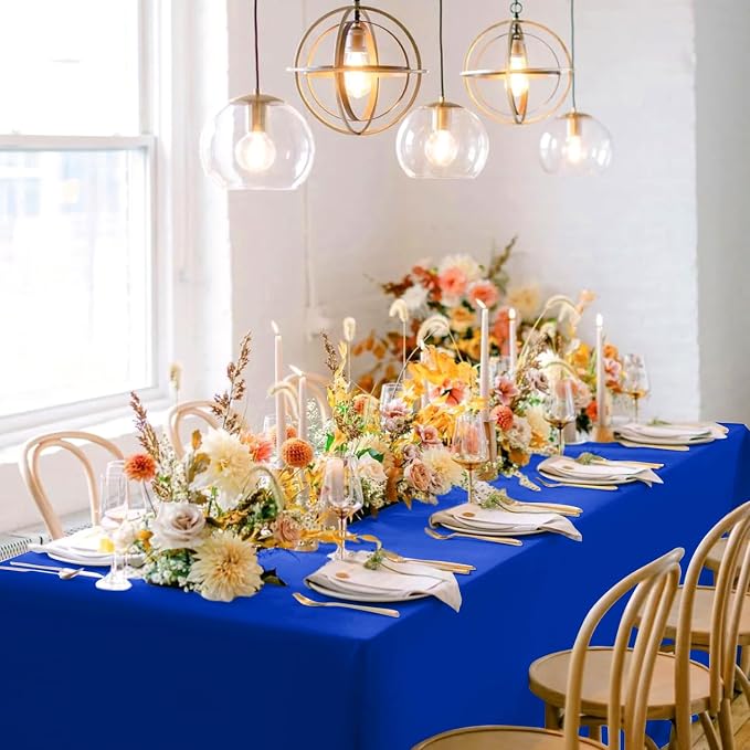 sancua Rectangle Tablecloths for 4ft Tables, 6 Pack - 60x84 Inch - Royal Blue Washable Fabric Cloth Table Cloth, Reusable Polyester Table Covers for Wedding Party, Banquet, Independence Day