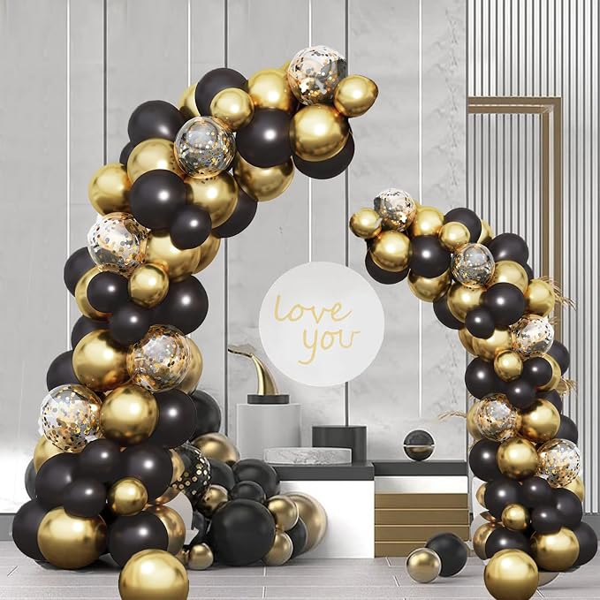 Metal Wedding Arch Stand,Set of 2 Gold Curved Top Arch Backdrop Stand Wedding Arches for Ceremony Birthday Anniversary Baby Shower Floral Stand Background Decoration (Black,7.8FT & 6.7FT)