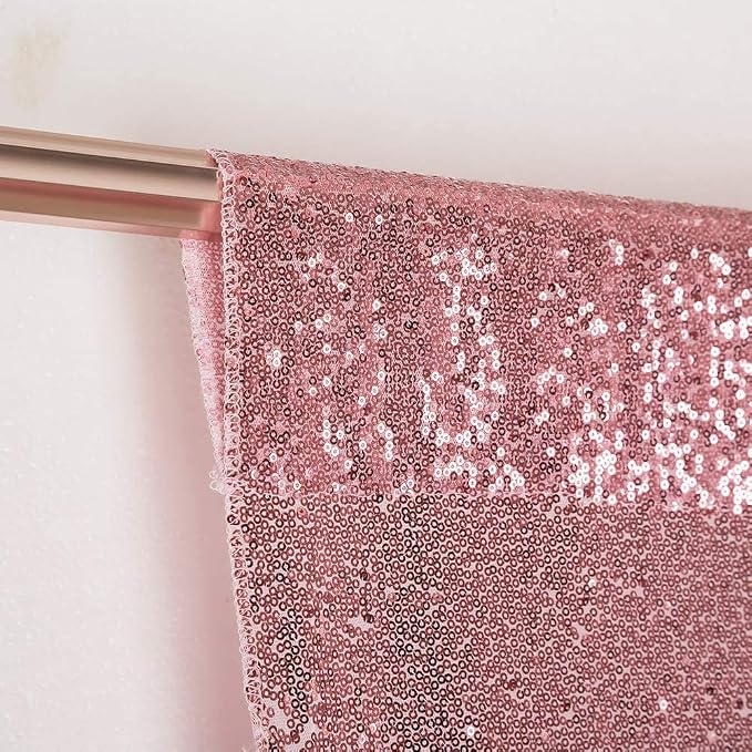 Poise3EHome Fuchsia Pink Sequin Backdrop Curtain, 2 Panels 2Ft x 8Ft Glitter Photography Background for Party Baby Shower Wedding Birthday Christmas Thanksgiving Halloween Decoration