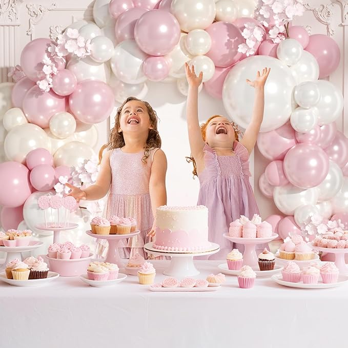 Double Stuffed Pink Balloon Arch Kit 149Pcs Double Stuffed Pearl Pink and White Balloon Arch Kit for Wedding Birthday Bridal Shower Engagement Baby Shower Party Decorations
