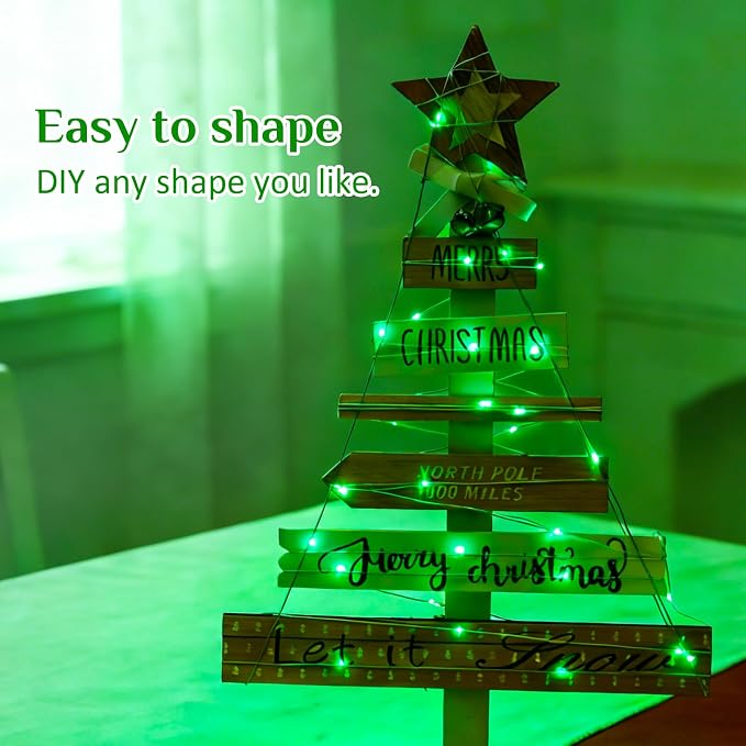 QITONG 6 Pack Fairy Lights Battery Operated Outdoor, Each 16 ft 50 LED Green Mini String Lights, Sliver Wire Christmas Twinkle Lights Indoor