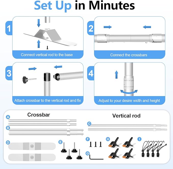 10 x 10FT Backdrop Banner Stand, Heavy Duty Adjustable Photo Background Support Frame Kit, Step and Repeat Stand for Photo Booth, Parties, Exhibition, Trade Show, Wedding - Silver