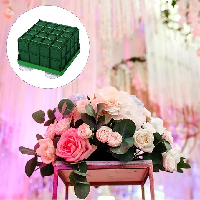 Boao 8 Pieces Floral Foam Cage Rectangle Flower Cage Holders with Floral Foam Flower Arrangement Supplies for Fresh Flowers Wedding Decorations 4.3 x 4.3 x 3.5 Inch