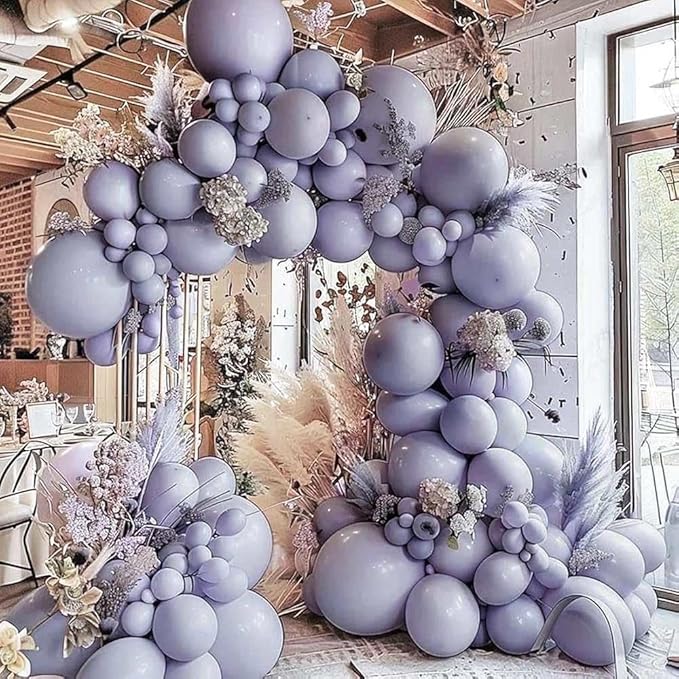 Double Stuffed Lavender Balloons Different Sizes Light Dusty Purple Lilac Balloon Arch Garland Kit for Baby Shower Bridal Wedding Birthday Valentines Party Decoration