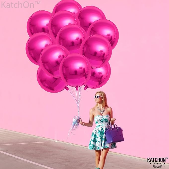 KatchOn, Large, Hot Pink Balloons - 22 Inch, Pack 12 | Pink Foil Balloons, Hot Pink Balloon for Wedding Engagement Bridal Bachelorette Tropical Party Decorations | Gender Reveal Decor | Pink Birthday