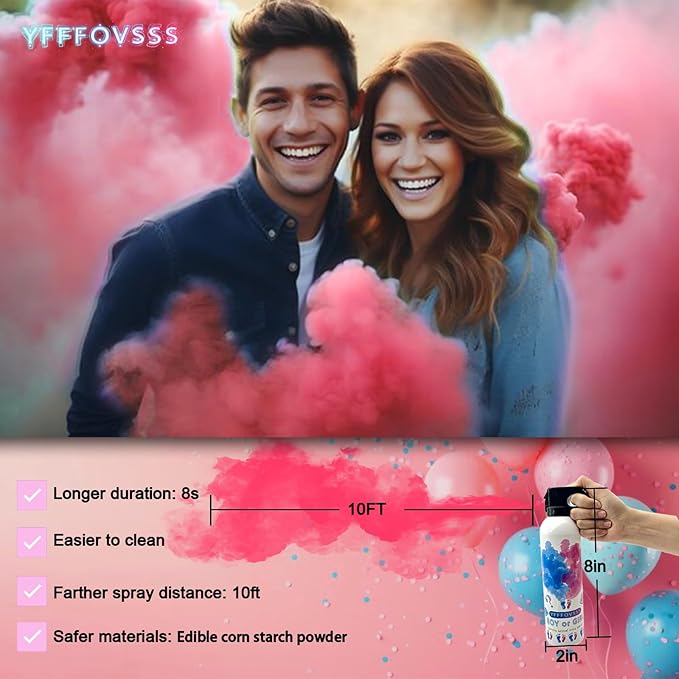 Gender Reveal Fire Extinguisher-2 Packs Pink Gender Reveal Smoke Spray Set for Baby Girl-Biodegradable Party Supplies Ideas & Decorations for Baby Shower (Pink Small)