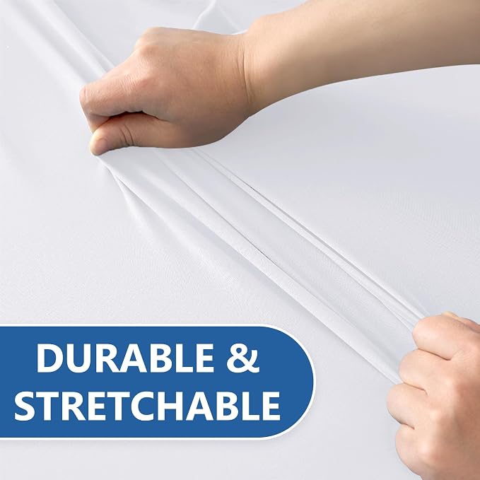 Cocktail Table Covers-Spandex Round High Top Table Cloths 8 Pack 32x43 Inch-White Stretch Fitted Bar Tall Tablecloth for Pub Bistro Highboy Party Event Banquet Height Folding Satnding Tables