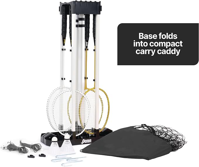 EastPoint Easy Setup Badminton Set - 15 ft Net, 4 Rackets, 2 Shuttlecocks - Quick Setup Net for Backyard Games - Steel Shaft Badminton Rackets for Family Games - Durable Shuttlecocks for Outdoors
