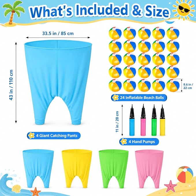 Granny Pants Yard Game,Giant Pants Outdoor Game,Oversized Pants Tossing Game with 24 Bouncy Balls and 4 Pumps Backyard & Outdoor Group Games for Family & Friends Gatherings
