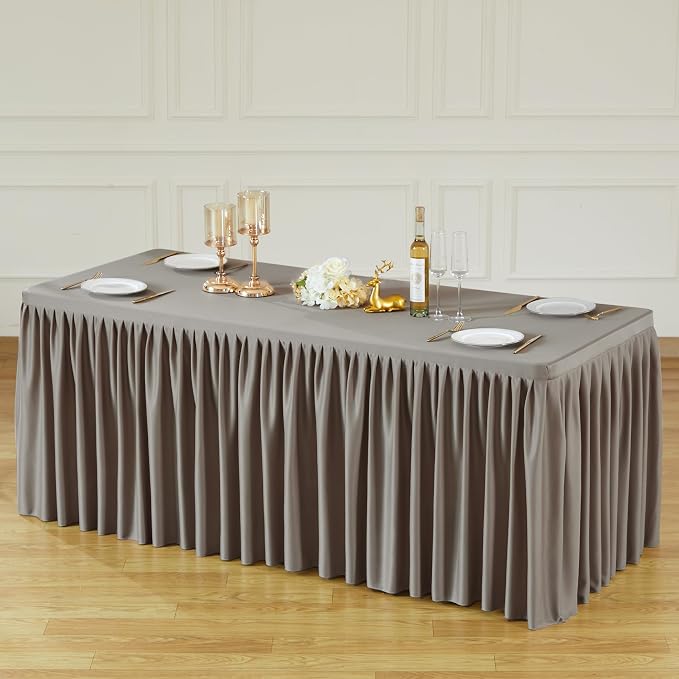 Wish Care 2 Pack Nude Brown Rectangle Table Clothes for 4 Foot Tables, Polyester Fitted Tablecloths 4ft Stretch Table Cover for Wedding, Birthday, Parties, Trade Show, Craft Show