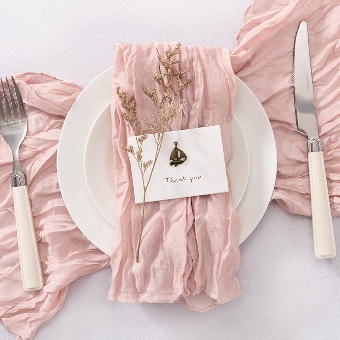 20 Pack Dusty Pink Cheesecloth Napkins Cloth Washable Spring Summer Cloth Napkins Set of 20 Bulk 21x21 Inches for Wedding Baby Bridal Shower Birthday Dinner Party Dinner Decor