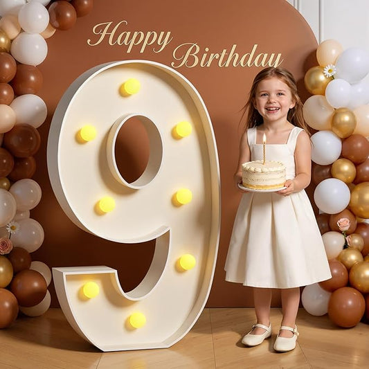 3FT Marquee Numbers 9 Large Light Up Numbers for 9th 90th Birthday Party Decorations Anniversary Light Up Sign Outdoor Pre-Cut Foam Board Kit