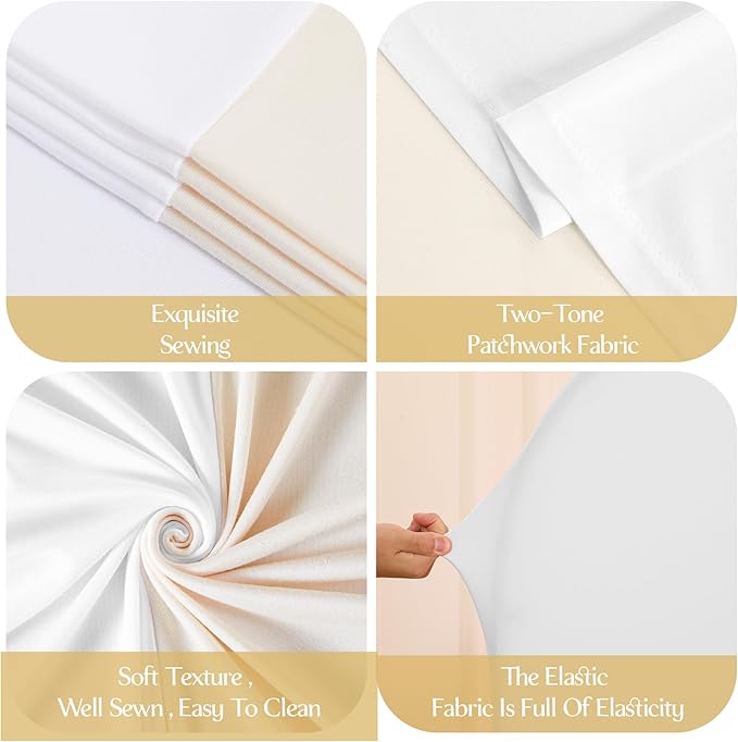 White and Beige Arch Cover Set of 2-7.2FT and 6FT Arch Backdrop Cover Spandex Fitted Wedding Balloon Arch Stand Covers for Bridal Shower Wedding Baby Shower Birthday Party Ceremony Photo Background