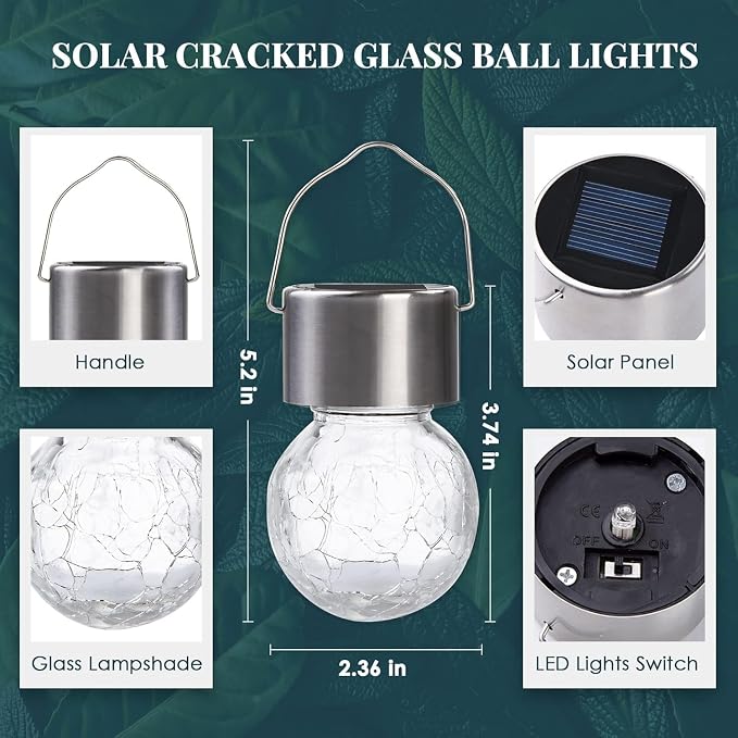 SOLPEX 12 Pack Hanging Solar Lights Outdoor,Solar Outdoor Lights Decorative, Solar Powered Waterproof Light, Hanging Globe Light for Garden, Yard, Patio, Lawn, Flower Bed(Warm White)