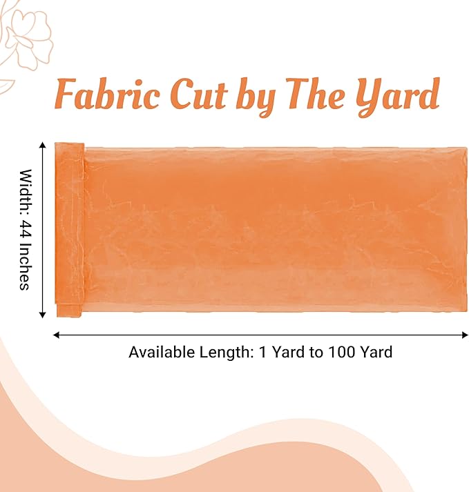 MDS Pack of 75 Yard Sheer Organza Fabric for Wedding Party Home Event Banquet Decorations, Backdrop Curtain Craft Dress Sewing Fashion DIY Crystal Organza Tulle Fabric Bolt 44” Wide - Peach