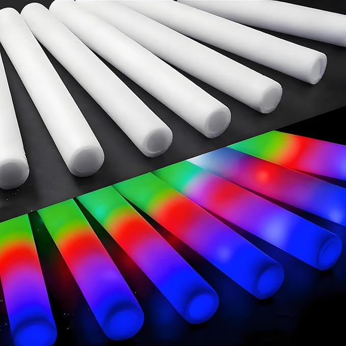 20 PCS Foam Glow Sticks Party Favors led foam sticks 3 Modes Light Up Glow Sticks Multicolor glow in the dark party supplies,DJ Wands, Concert, Birthdays