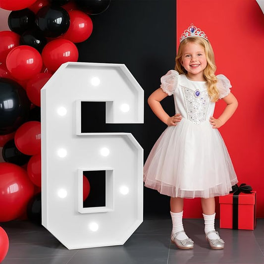 2FT Marquee Numbers 6, Light up Numbers for 16th 60st Birthday Decoration, Anniversary Party Decor, 2026 Graduation Decoration, Pre-Cut Foamboad Kit