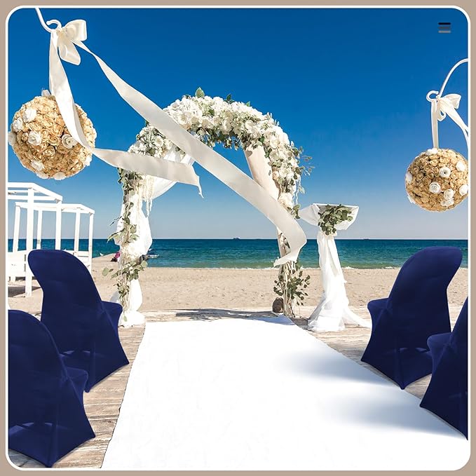 Newwiee 50 Pcs Spandex Chair Covers Bulk - Stretch Folding Flat Front Fitted Universal Chair Protector Pack Removable Washable for Wedding Party Dining Banquet Event (Navy Blue)