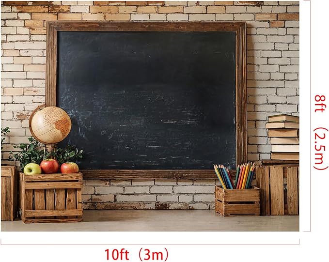 Kate Back-to-School Vintage Campus Brick Wall Photo Backdrop, 10x8ft | Features Back-to-School Vintage Campus Brick Wall; Photo background for back-to-school portraits and studio photography.
