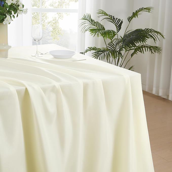 Rectangle Tablecloths 90x132 Inch 8 Pack Ivory Tablecloth for 6ft Washable Decorative Linen Polyester Table Cloths for 8ft Dining Table Banquets Buffet Parties and Wedding