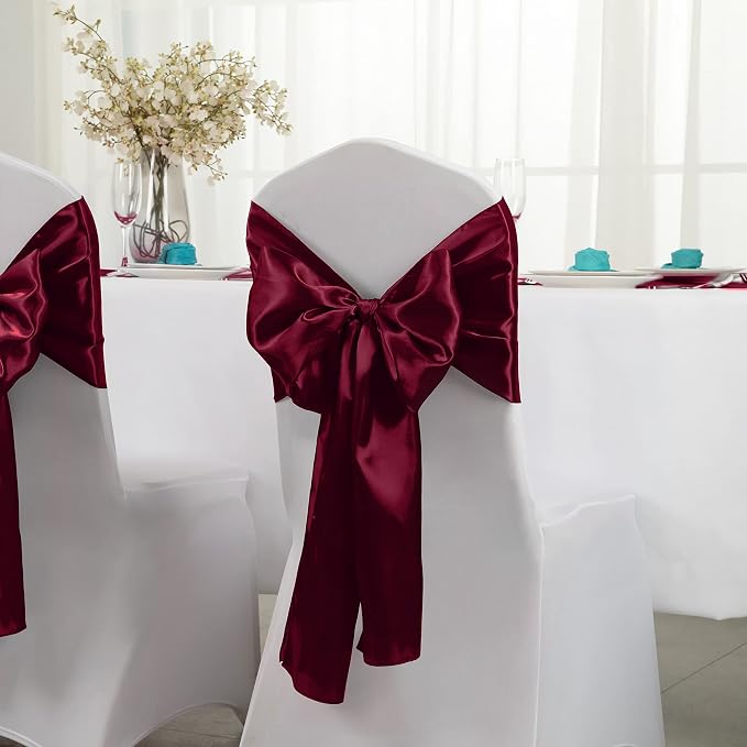Horbaunal 2 Pack Burgundy Satin Table Runner 12 x 108 Inch, Smooth Table Runners for Wedding Banquets Birthday Party