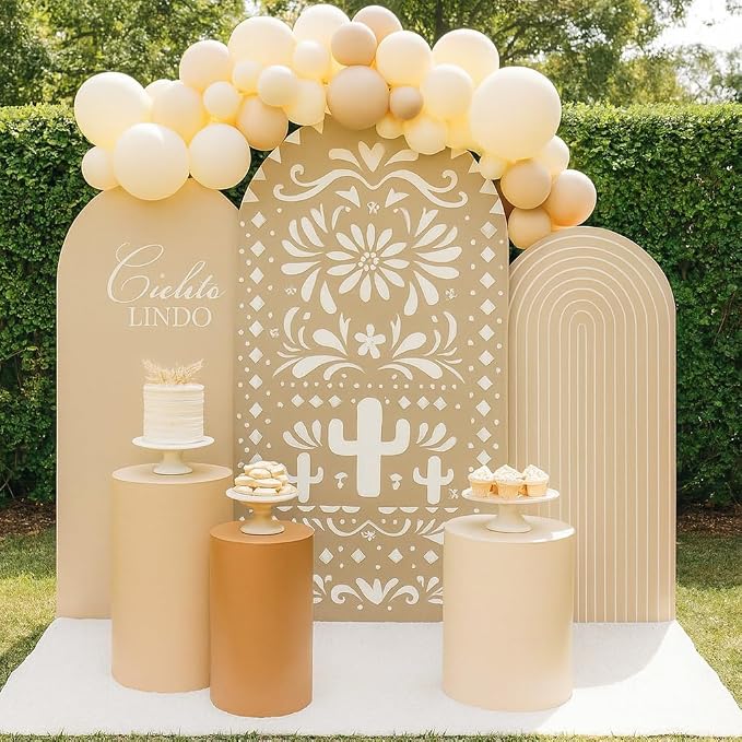 Set of 3 Arch Backdrop Cover Cielito Lindo Baby Shower Spandex Arch Fabric Cover for Mexican Bridal Wedding Birthday Party Decoration (4FT 5FT 6FT,Coffee)