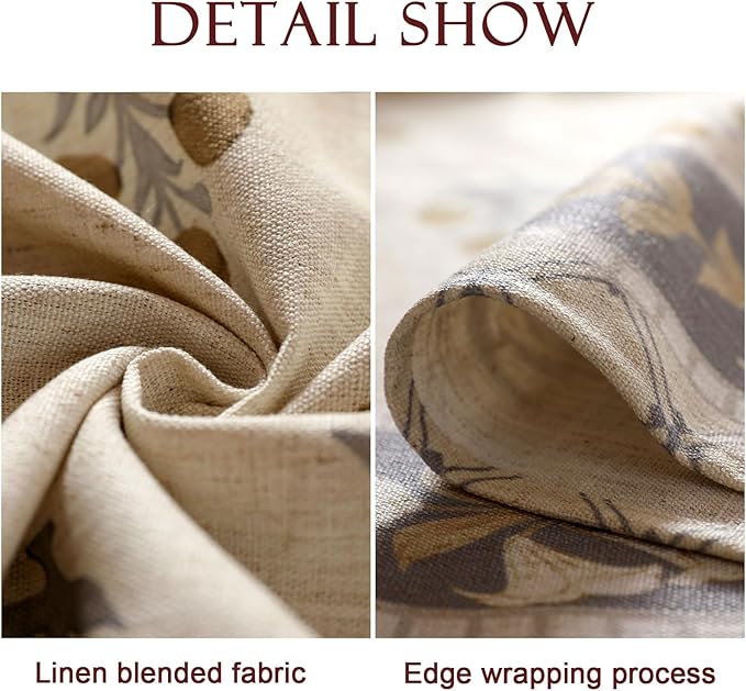 patdrea Vintage French Linen Tablecloth,Rectangular,71"x55"-Istana A | Heavyweight Elegant Table Cloth for Rectangle Table,Natural Floral Block Print,for Dining Room Tea Party Thanksgiving