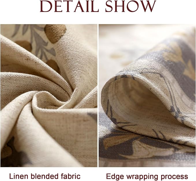 patdrea Vintage French Linen Tablecloth,Rectangular,102"x63"-Istana A | Elegant Large Table Cloth for Rectangle Table,Natural Floral Block Print,for Dining Room Tea Party Thanksgiving