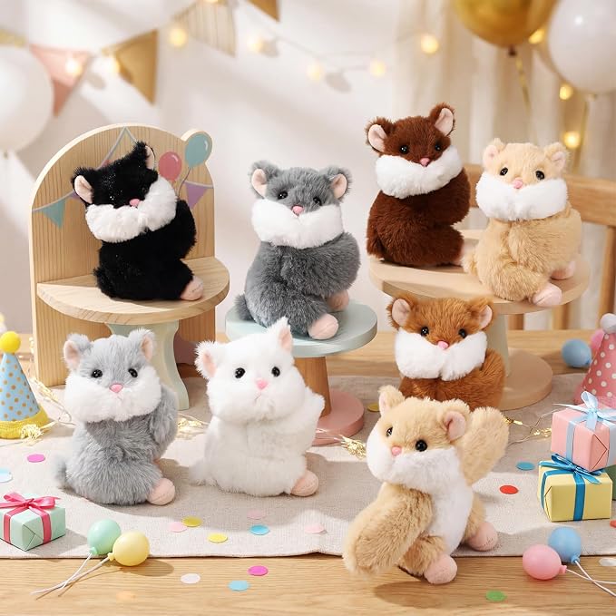 Liliful 8 Pack Kids Plush Gifts Stuffed Animal Cat Slap Bracelets - 8 Inch Back to School Prize Box Toys Wrist Cute Snap Birthday Rewards for Boys Girls Child Pet Adoption Party Favors(Hamsters)