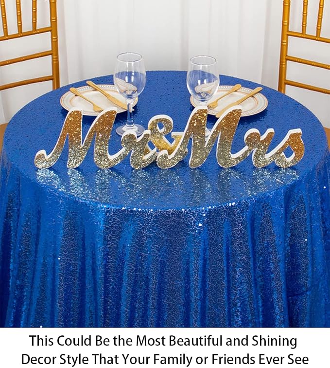ShiDianYi Sequin Tablecloth Round 72'' Royal Blue Round Table Cloth Glitter Dessert Cake Tablecloth Sequin Table Cover Cloth for Baby Shower Linen Polyester Sequin Overlay for Banquet Birthday Parties