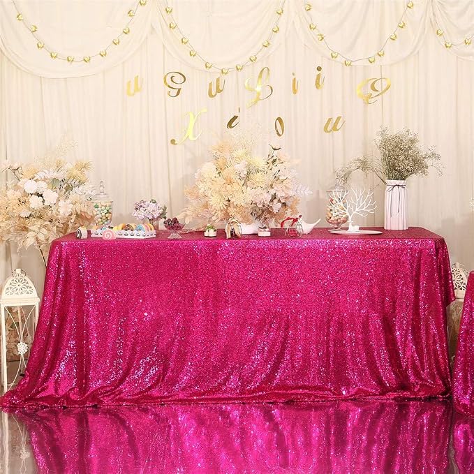 Eternal Beauty Hot Pink Tablecloth, 60x102 Inch Rectangle Table Cover for Mother's Day Cake Dessert Exhibition Party Birthday Events
