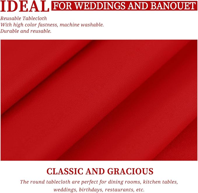 Showgeous 4 Pack Red Rectangle Tablecloth, 60 x 102 Inch, Wrinkle Resistant, Machine Washable Polyester Table Cover for Dining Table, Wedding, Parties