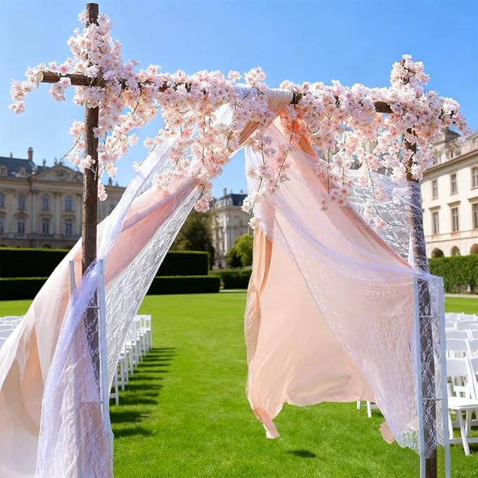 YRIOWMI 10PCS 59FT Artificial Silk Cherry Blossom Garland, Hanging Sakura Flower Vines for Wedding Party Home Arch Office Sakura Decor (Light Pink)