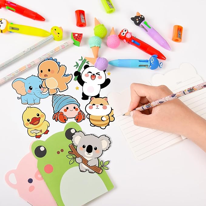 LiYiQ 247-Piece Stationery Set for Student Rewards, Pencil Erasers Notebook Stickers for Classroom Party Goodie Bags and Prizes