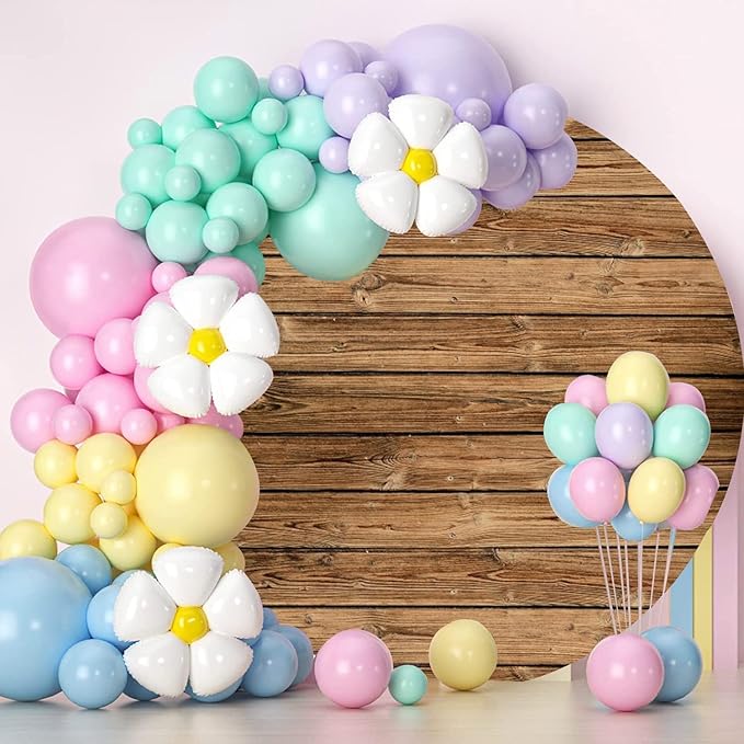 Rustic Wood Round Backdrop 7.5ft Wooden Round Photo Backdrop Brown Wood Circle Backdrop Vintage Wood Wall Round Backdrop Birthday Party Backdrop Baby Shower Party Photoshoot Background