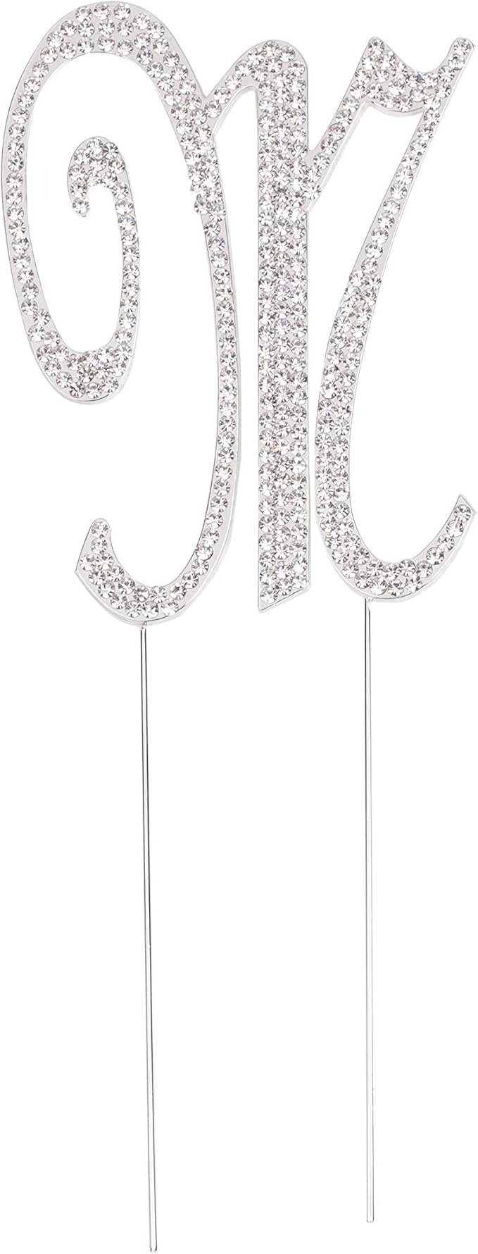 LOVENJOY Gift-Boxed 3" Rhinestone Letter M Cake Topper Silver
