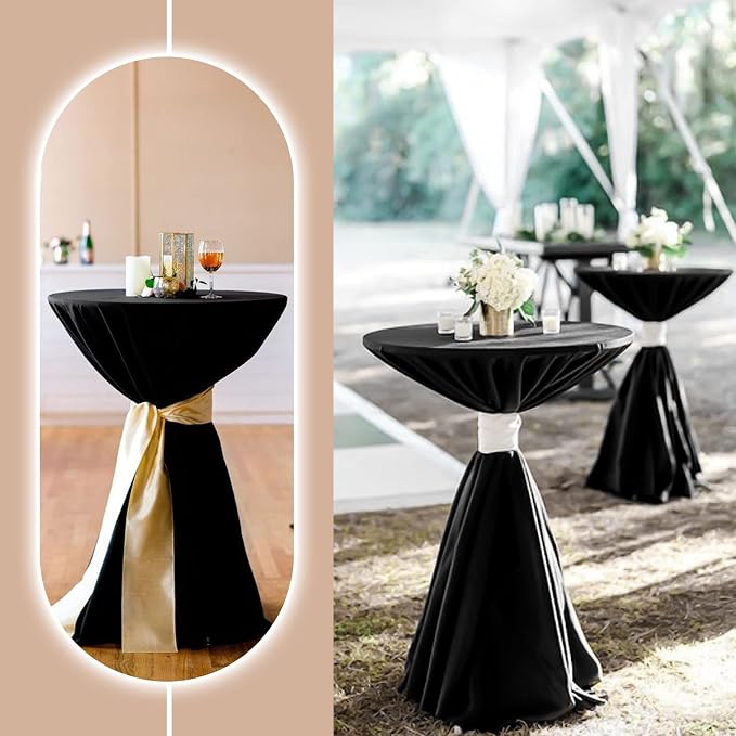 Pesonlook 10 Pack 90 Inch Black Round Table Cloths, Premium Polyester Round Tablecloth Stain and Wrinkle Resistant Washable TableCover for Wedding, Party, Dining,Banquet,Buffet Table