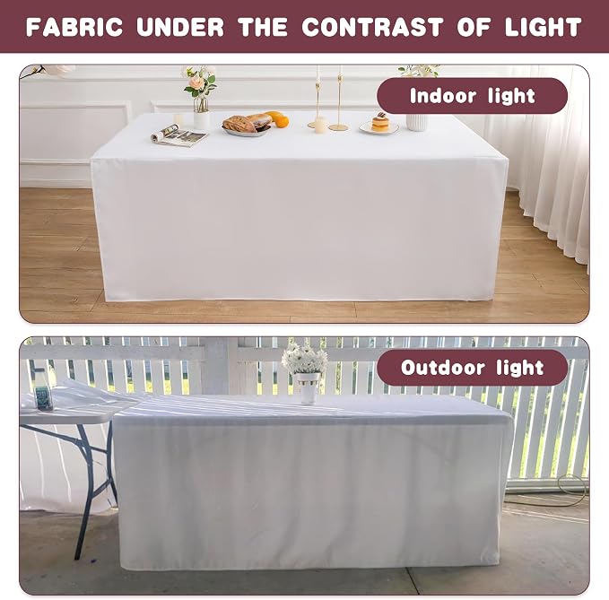 HolidayIdeas Fitted Table Clothes, 4 Pack - 48 x 24 Inch - White Rectangle Tablecloths for 4 Foot Tables, Polyester Fabric Tablecloth for Folding Table, Parties, Holiday Dinner, Wedding, Trade Show