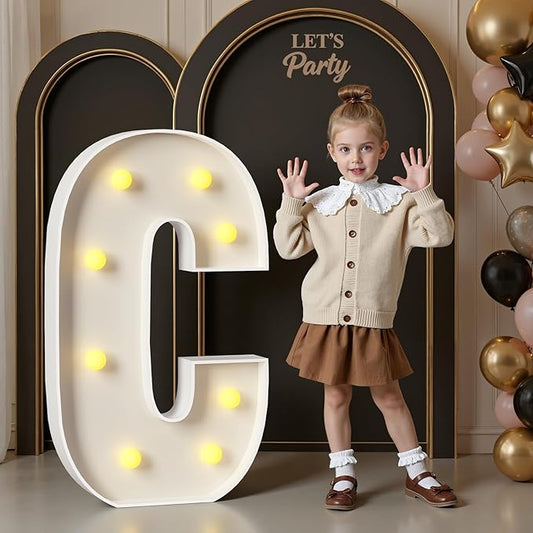 Marquee Letters 3 Feet Tall, 3FT Large Light up Letters C, Big Sign C with Warm White Light for Birthday HOCO Wedding Proposal Engagement Graduation Party Backdrop Decorations