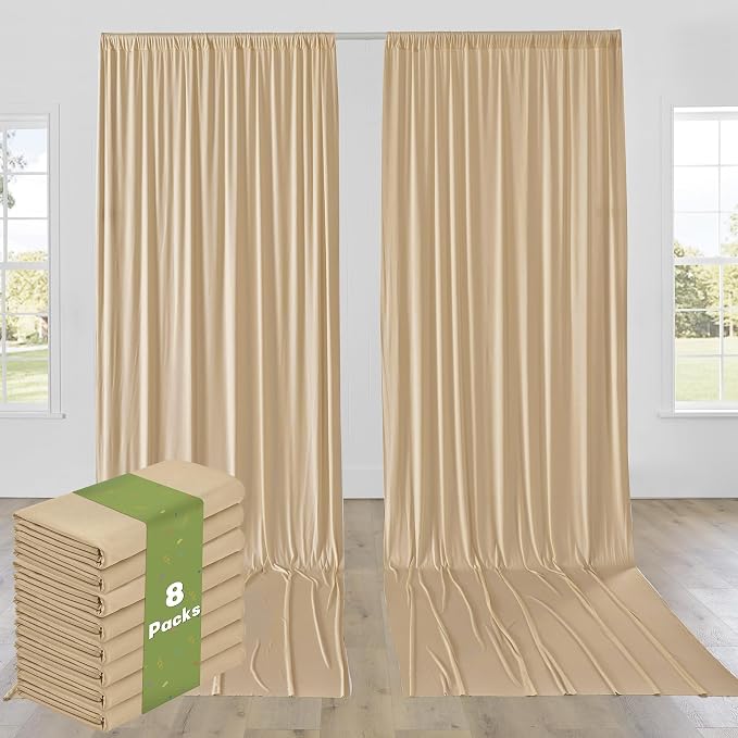 40ftx12ft Champagne Backdrop Curtains for Parties, Wrinkle Free Polyester Photo Backdrop Drapes 12 ft Long Back Drop Cloth for Wedding Birthday Photography Background Party