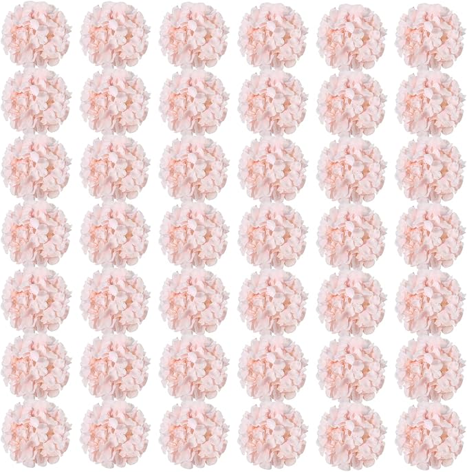 Auihiay 64pcs Hydrangea Artificial Flowers, Silk Hydrangea Heads with Stems, Pink Hydrangea Flowers for DIY Wedding Centerpiece Baby Shower Home Party Decor (Pink)