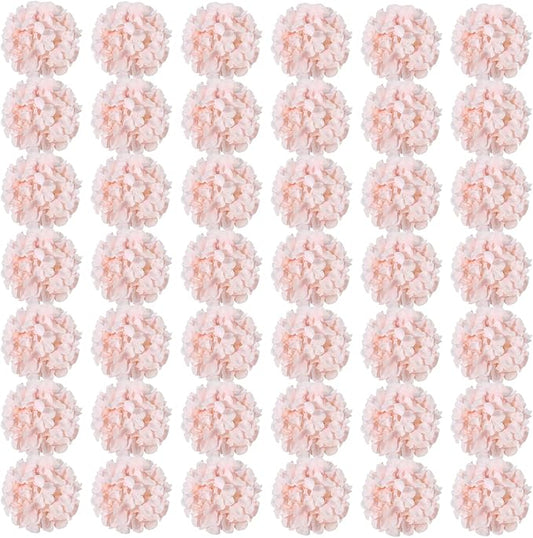 Auihiay 64pcs Hydrangea Artificial Flowers, Silk Hydrangea Heads with Stems, Pink Hydrangea Flowers for DIY Wedding Centerpiece Baby Shower Home Party Decor (Pink)