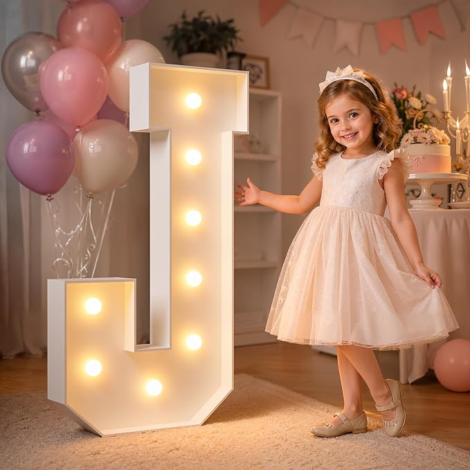 imprsv Marquee Light Up Letter J, 3FT Party Decoration Kit for Birthday, Baby Shower, Wedding