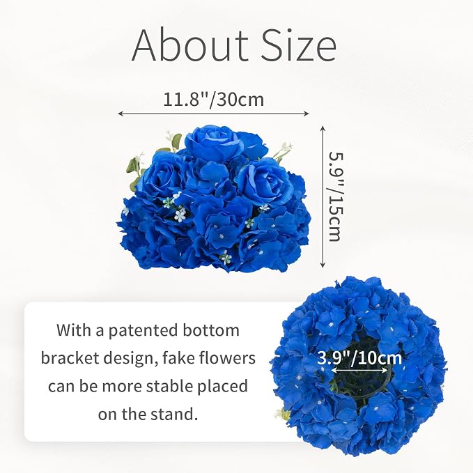 Blue Flowers Balls for Centerpieces: 10 PCS 11.8" Diam Flower Centerpieces for Tables in Wedding Reception Decorations Arrangement for Party Celebration Planners