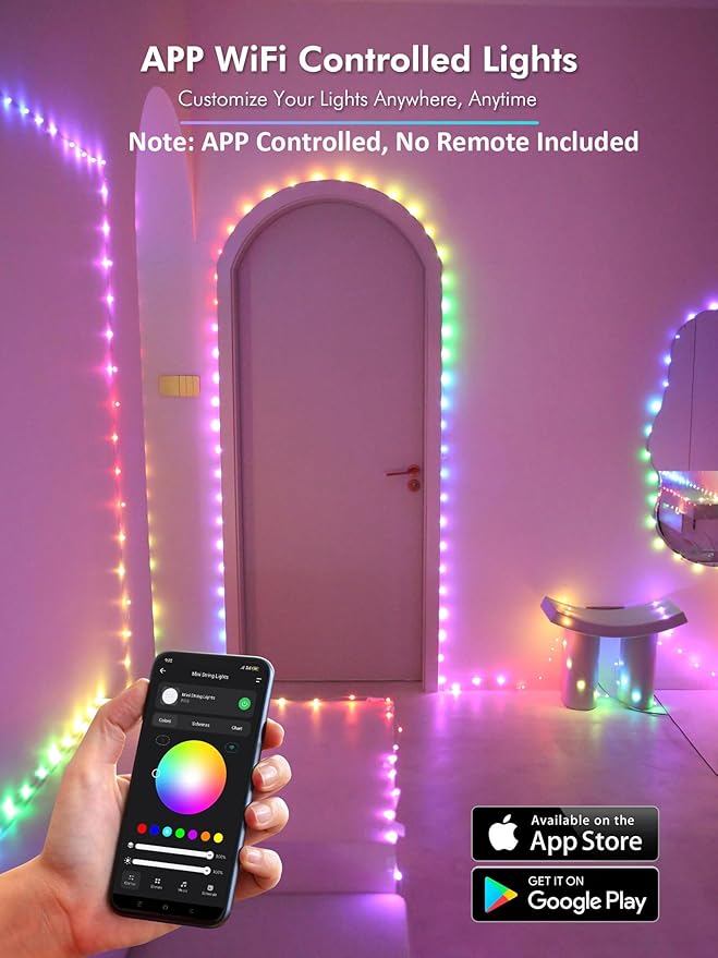 BrizLabs Smart July 4th Lights, 33ft 100 LED Red White Blue Fairy Lights Work with Alexa/Google Home, WiFi Xmas Light Dimmable RGB Color Changing Twinkle Starry Light for Xmas Home Party Halloween