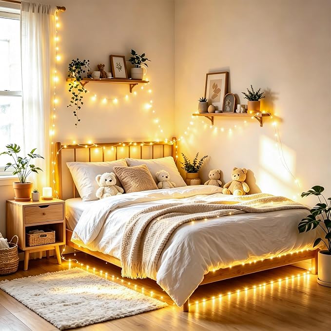 YEGUO 4 Pack Fairy Lights Battery Operated - 16ft 50 LED String Lights, Christmas Mini Lights Indoor for Bedroom Wedding Party Holiday Gift (Warm White)
