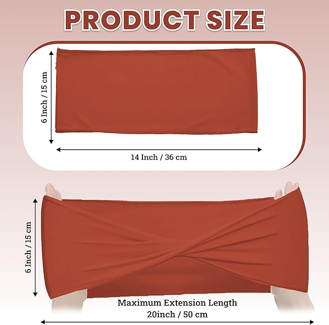 MDS Pack of 100 Spandex Chair Sashes Bows Elastic Stretch Dining Chair Bands Ties Without Slider Buckle Universal fits for Wedding Baby Shower Birthday Party Banquet Event Decoration - Terracotta