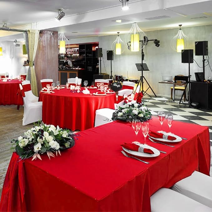 10 Pack Red Tablecloths for 6 Foot Rectangle Tables 60 x 102 Inch Red Table Cloth Rectangle Table 6ft Tablecloth Linen Polyester Fabric Washable Tablecloths for Parties Wedding Banquet