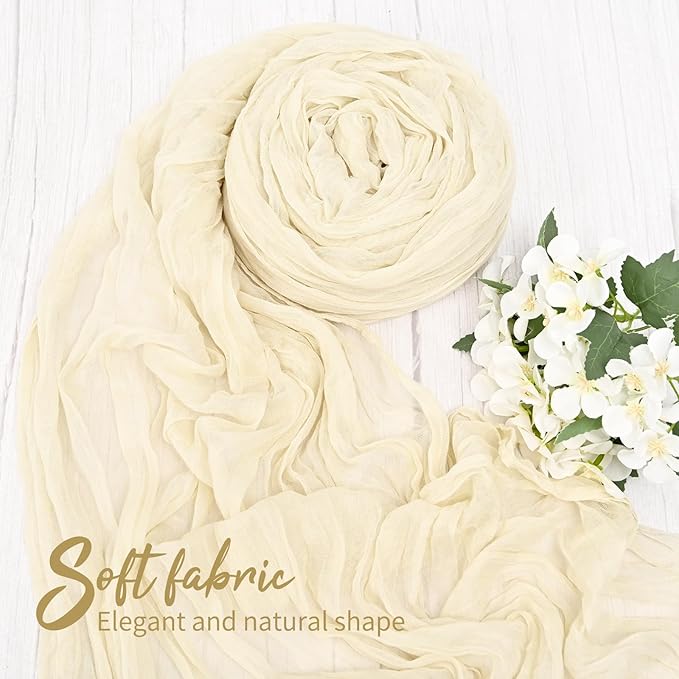 6 Pack Ivory Table Runner 10FT Long Cheesecloth Table Runner Cheese Cloth Gauze for Wedding Party Birthday Decoration-Ivory